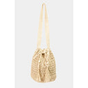 STRAW BRAIDED DRAWSTRING BAG