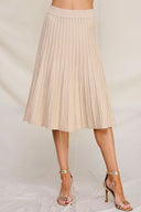 FIT AND FLARED PLEATED SWEATER SKIRT W/TONAL SHINE