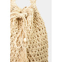 STRAW BRAIDED DRAWSTRING BAG