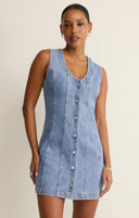 JOLIE DENIM SEAMED MINI DRESS