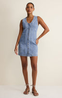 JOLIE DENIM SEAMED MINI DRESS