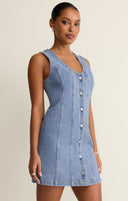 JOLIE DENIM SEAMED MINI DRESS