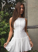 AMABEL EMBROIDERED DROP WAIST MINI DRESS - Las Olas