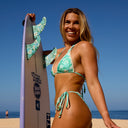 CROCHET DIPPED CHEEKY TIE BIKINI BOTTOM - Las Olas