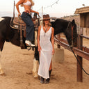 CROCHET V NECK MAXI DRESS - Las Olas