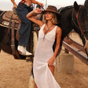 CROCHET V NECK MAXI DRESS - Las Olas
