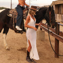 CROCHET V NECK MAXI DRESS - Las Olas