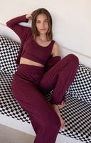 DAWN SMOCKED RIB PANT - Las Olas