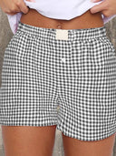 HIGH WAIST PLAID SHORTS - Las Olas