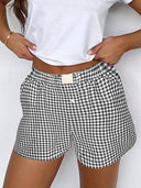 HIGH WAIST PLAID SHORTS - Las Olas