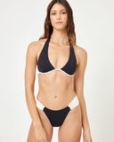 Isa Bikini Top - Black - Cream - Las Olas