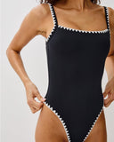 Nadia One Piece Swimsuit - Black - Cream - Las Olas