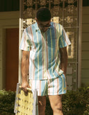PASTEL STRIPE LEISURE STRETCH BUTTONUP - Las Olas