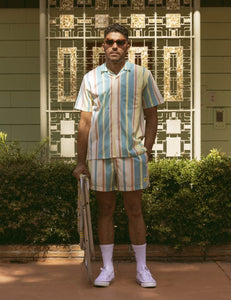 PASTEL STRIPE LEISURE STRETCH BUTTONUP - Las Olas