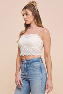 SCALLOP LACE BRALETTE CAMI W/ADJUSTABLE STRAPS - Las Olas